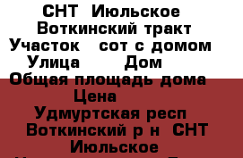 СНТ “Июльское“, Воткинский тракт, Участок 4 сот с домом › Улица ­ 2 › Дом ­ 21 › Общая площадь дома ­ 21 › Цена ­ 95 000 - Удмуртская респ., Воткинский р-н, СНТ Июльское  Недвижимость » Дома, коттеджи, дачи продажа   . Удмуртская респ.